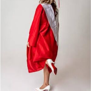 Elegant Red and white graduation cap and gown